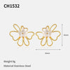 Wholesale Women's Light Luxury Flower Pattern Stainless Steel Earrings With Pvd Furnace Vacuum Real Gold Plating