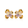Wholesale Women's Light Luxury Flower Pattern Stainless Steel Earrings With Pvd Furnace Vacuum Real Gold Plating