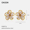 Wholesale Women's Light Luxury Flower Pattern Stainless Steel Earrings With Pvd Furnace Vacuum Real Gold Plating