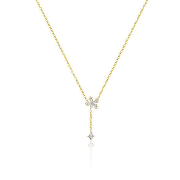Wholesale Women's Light Luxury Flower Petal Zirconium 925 Sterling Silver Cross Chain Necklace