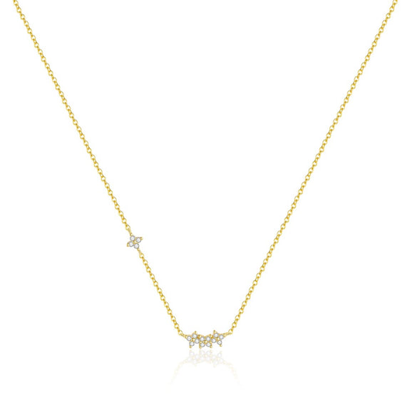 Wholesale Women's Light Luxury Flower Petal Zirconium 925 Sterling Silver Cross Chain Necklace