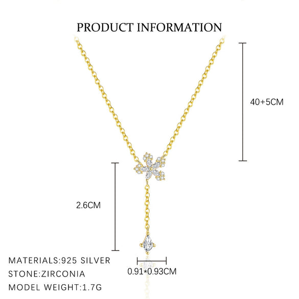 Wholesale Women's Light Luxury Flower Petal Zirconium 925 Sterling Silver Cross Chain Necklace