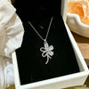 Wholesale Women's Light Luxury Flower Shaped Titanium Steel Necklace With Copper Inlaid Zircon Pendant And Oshaped Chain