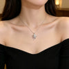 Wholesale Women's Light Luxury Flower Shaped Titanium Steel Necklace With Copper Inlaid Zircon Pendant And Oshaped Chain