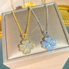 Wholesale Women's Light Luxury Four Leaf Clover Titanium Steel Necklace With Zircon Oshaped Chain And Delicate Floral Design