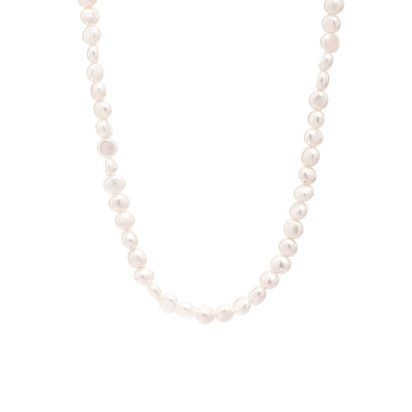 Wholesale Women's Light Luxury Gentle Handmade Freshwater Pearl Geometric 316L Stainless Steel Electroplated Clavicle Chain Necklace