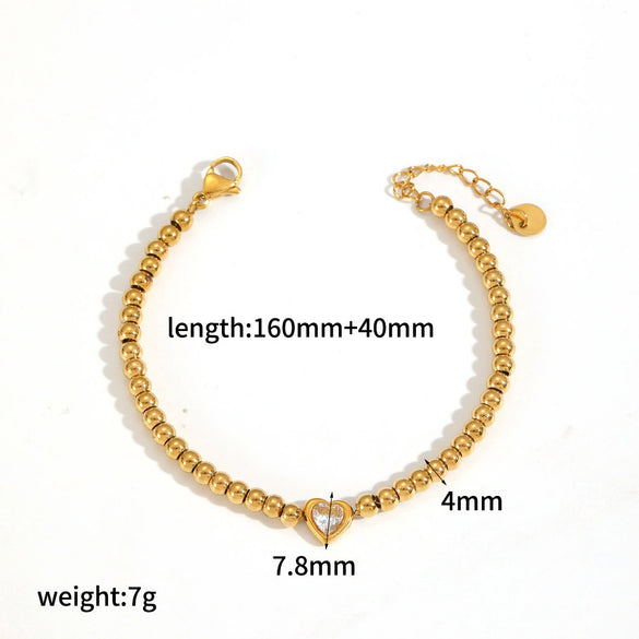 Wholesale Women's Light Luxury Geometric And Heart Shape Stainless Steel Vacuum Plated Bracelet