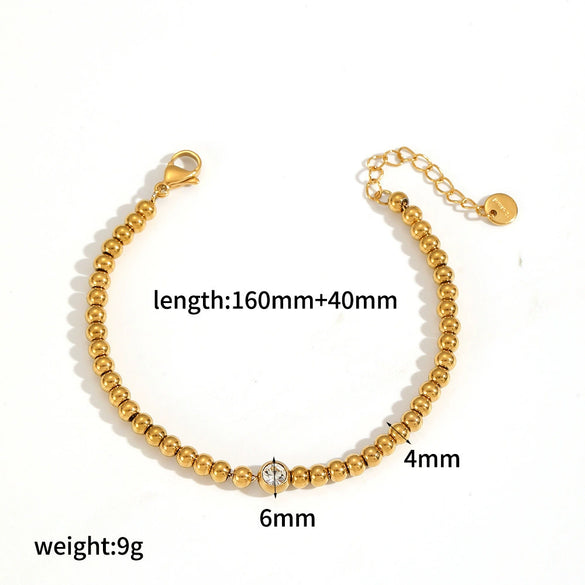 Wholesale Women's Light Luxury Geometric And Heart Shape Stainless Steel Vacuum Plated Bracelet