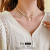 Wholesale Women's Light Luxury Geometric Animal Copper Alloy Real Gold Electroplated Fritillary Butterfly Pearl Necklace