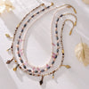 Wholesale Women's Light Luxury Geometric Beaded And Stainless Steel Inlaid Pearl Handmade Choker Necklace Set
