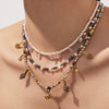 Wholesale Women's Light Luxury Geometric Beaded And Stainless Steel Inlaid Pearl Handmade Choker Necklace Set