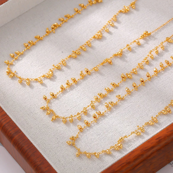 Wholesale Women's Light Luxury Geometric Copper And Titanium Steel Plated 18K Gold Round Ball Stitching Gourd Tassel Pendant Necklace