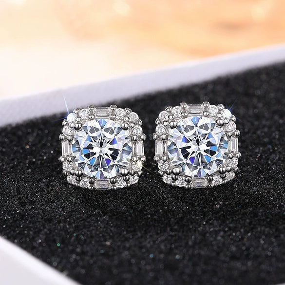 Wholesale Women's Light Luxury Geometric Copper Earrings Inlaid With Zirconia