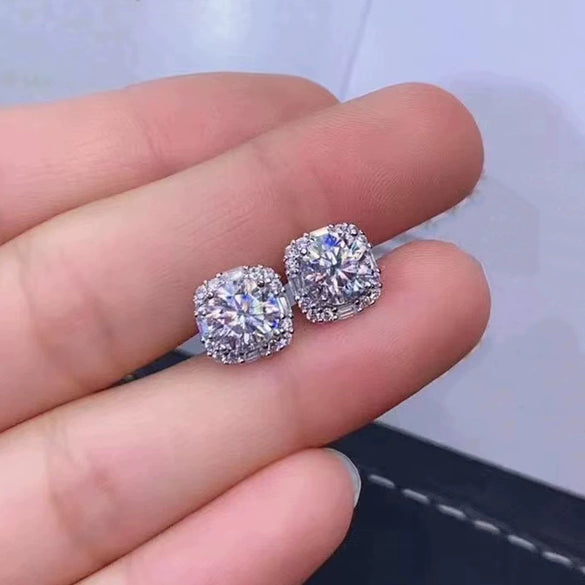 Wholesale Women's Light Luxury Geometric Copper Earrings Inlaid With Zirconia