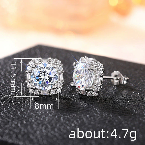 Wholesale Women's Light Luxury Geometric Copper Earrings Inlaid With Zirconia