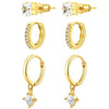 Wholesale Women's Light Luxury Geometric Copper Earrings Inlaid Zircon With Electroplating