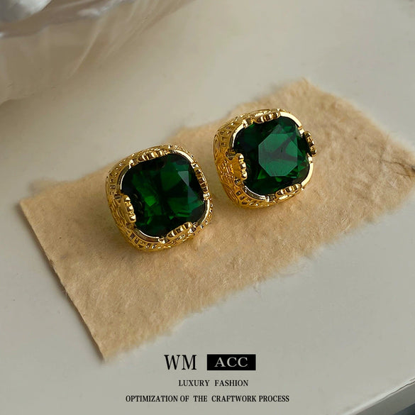 Wholesale Women's Light Luxury Geometric Copper Earrings With Real Gold Electroplated Silver Needle And Zircon