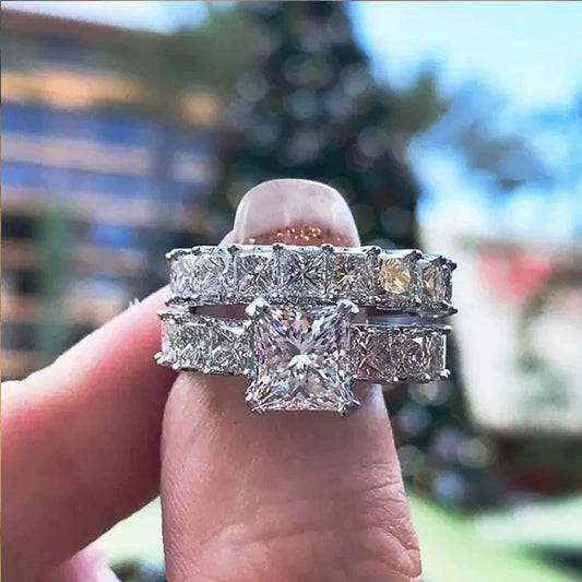 Wholesale Women's Light Luxury Geometric Copper Inlaid Zircon Bracelet And Ring Set