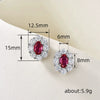 Wholesale Women's Light Luxury Geometric Copper Inlaid Zircon Oval Simulation Ruby Earrings