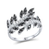 Wholesale Women's Light Luxury Geometric Copper Leaf Plant Ring With Zirconia Design