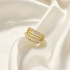 Wholesale Women's Light Luxury Geometric Copper Open Ring Jewelry With Imitation Pearl And Zircon Inlay