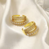 Wholesale Women's Light Luxury Geometric Copper Open Ring Jewelry With Imitation Pearl And Zircon Inlay