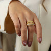 Wholesale Women's Light Luxury Geometric Copper Open Ring Jewelry With Imitation Pearl And Zircon Inlay