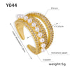 Wholesale Women's Light Luxury Geometric Copper Open Ring Jewelry With Imitation Pearl And Zircon Inlay