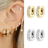 Wholesale Women's Light Luxury Geometric Copper Plated Real Gold Inlaid Zircon Earrings