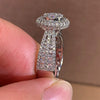 Wholesale Women's Light Luxury Geometric Copper Ring With Micro Inlaid Simulated Diamonds And Zircon Design