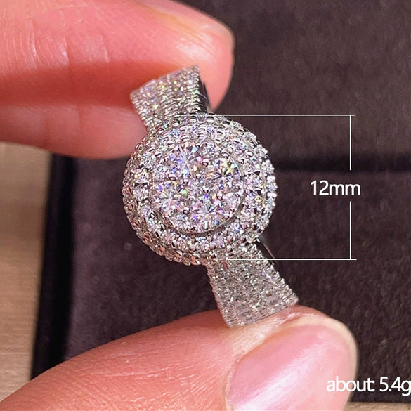 Wholesale Women's Light Luxury Geometric Copper Ring With Micro Inlaid Simulated Diamonds And Zircon Design