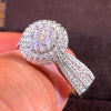 Wholesale Women's Light Luxury Geometric Copper Ring With Micro Inlaid Simulated Diamonds And Zircon Design