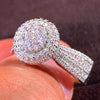 Wholesale Women's Light Luxury Geometric Copper Ring With Micro Inlaid Simulated Diamonds And Zircon Design