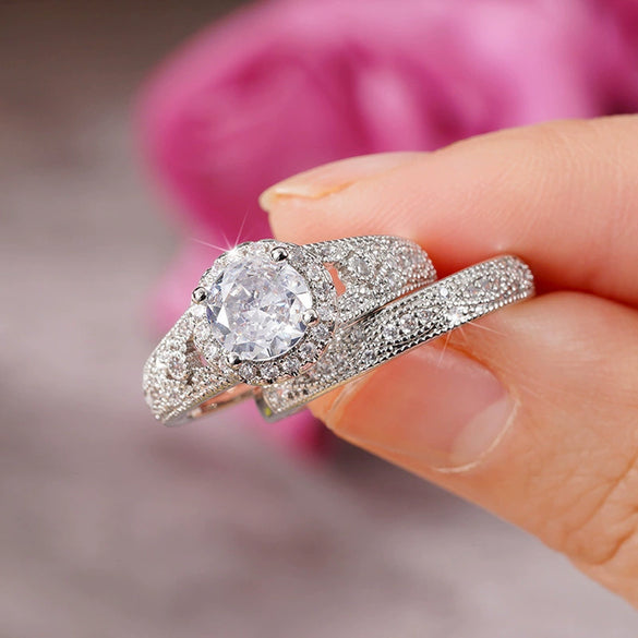 Wholesale Women's Light Luxury Geometric Copper Ring With Zirconia