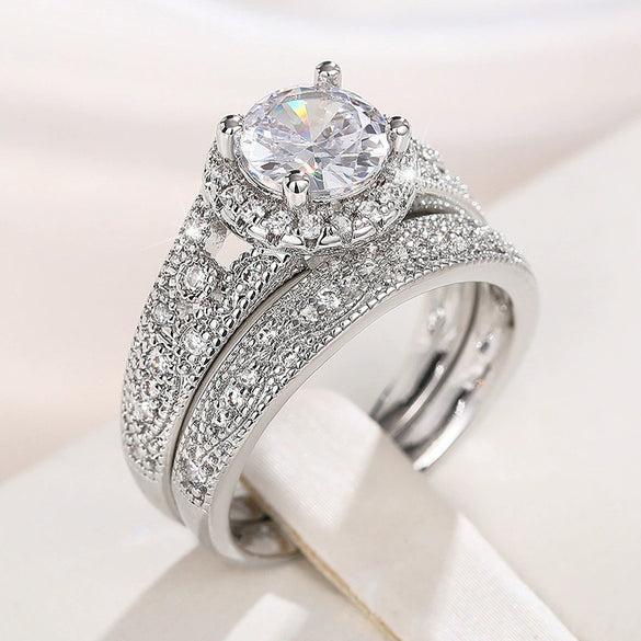 Wholesale Women's Light Luxury Geometric Copper Ring With Zirconia