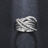 Wholesale Women's Light Luxury Geometric Copper Zircon Irregular Multicircle Winding Ring Jewelry