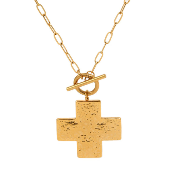 Wholesale Women's Light Luxury Geometric Cross Stainless Steel 18K Gold Plated Ot Chain Necklace