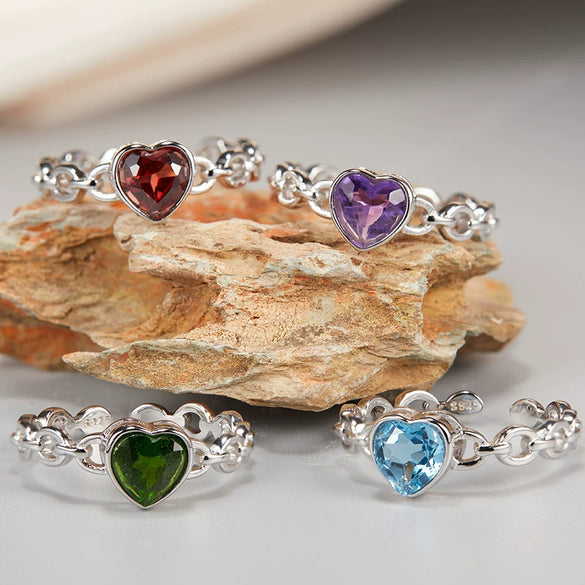 Wholesale Women's Light Luxury Geometric Crystal Gemstone Ring S925 Sterling Silver