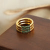 Wholesale Women's Light Luxury Geometric Czech Diamond 316L Stainless Steel Gold Plated Multilayer Ring Jewelry