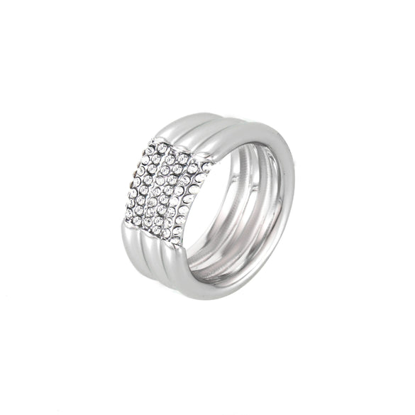 Wholesale Women's Light Luxury Geometric Czech Diamond 316L Stainless Steel Gold Plated Multilayer Ring Jewelry
