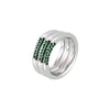 Wholesale Women's Light Luxury Geometric Czech Diamond 316L Stainless Steel Gold Plated Multilayer Ring Jewelry