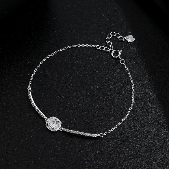 Wholesale Women's Light Luxury Geometric Diamond 925 Sterling Silver Bracelet