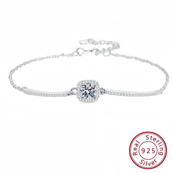 Wholesale Women's Light Luxury Geometric Diamond 925 Sterling Silver Bracelet