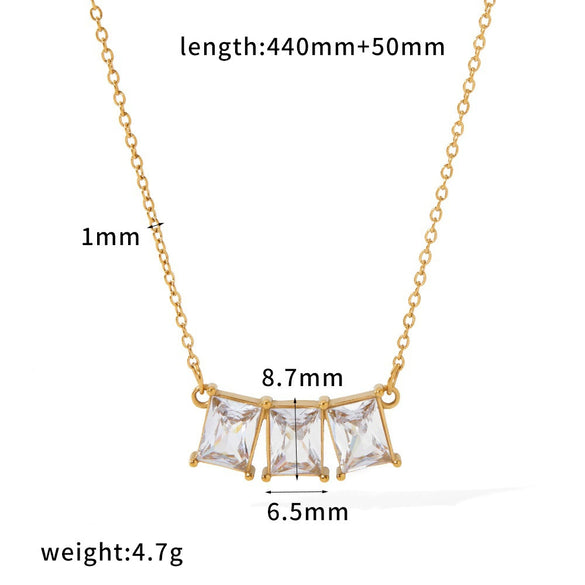 Wholesale Women's Light Luxury Geometric Diamondencrusted Rhinestone Pendant Oshaped Chain Stainless Steel Necklace With Vacuum Real Gold Plating