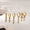 Wholesale Women's Light Luxury Geometric Diamondencrusted Stainless Steel Earrings With Pvd Furnace Vacuum Real Gold Plating