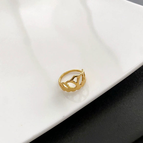 Wholesale Women's Light Luxury Geometric Doublelayer Gem Titanium Steel Electroplated Round Ring