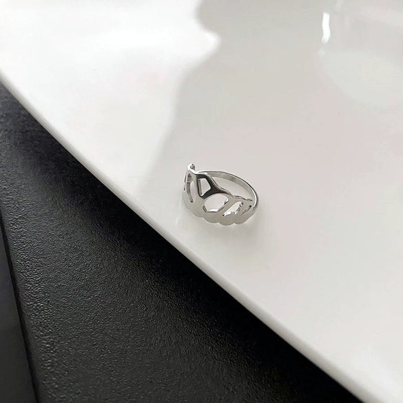 Wholesale Women's Light Luxury Geometric Doublelayer Gem Titanium Steel Electroplated Round Ring