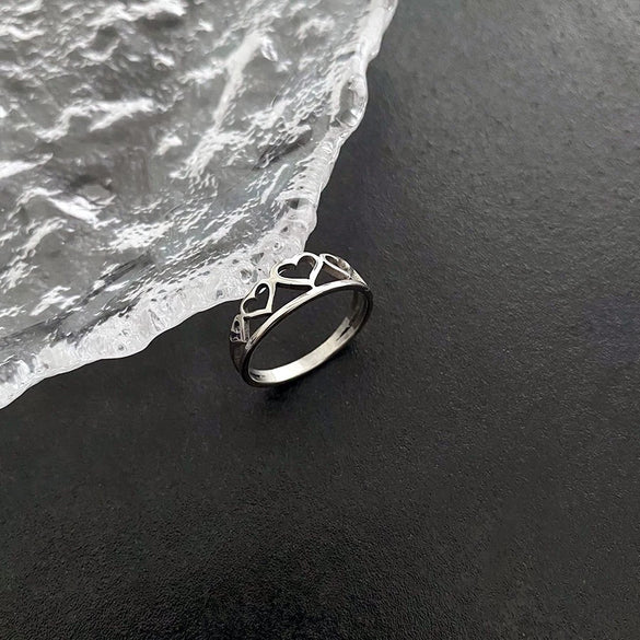 Wholesale Women's Light Luxury Geometric Doublelayer Gem Titanium Steel Electroplated Round Ring