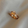 Wholesale Women's Light Luxury Geometric Doublelayer Gem Titanium Steel Electroplated Round Ring