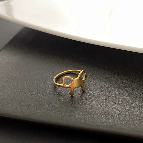 Wholesale Women's Light Luxury Geometric Doublelayer Gem Titanium Steel Electroplated Round Ring